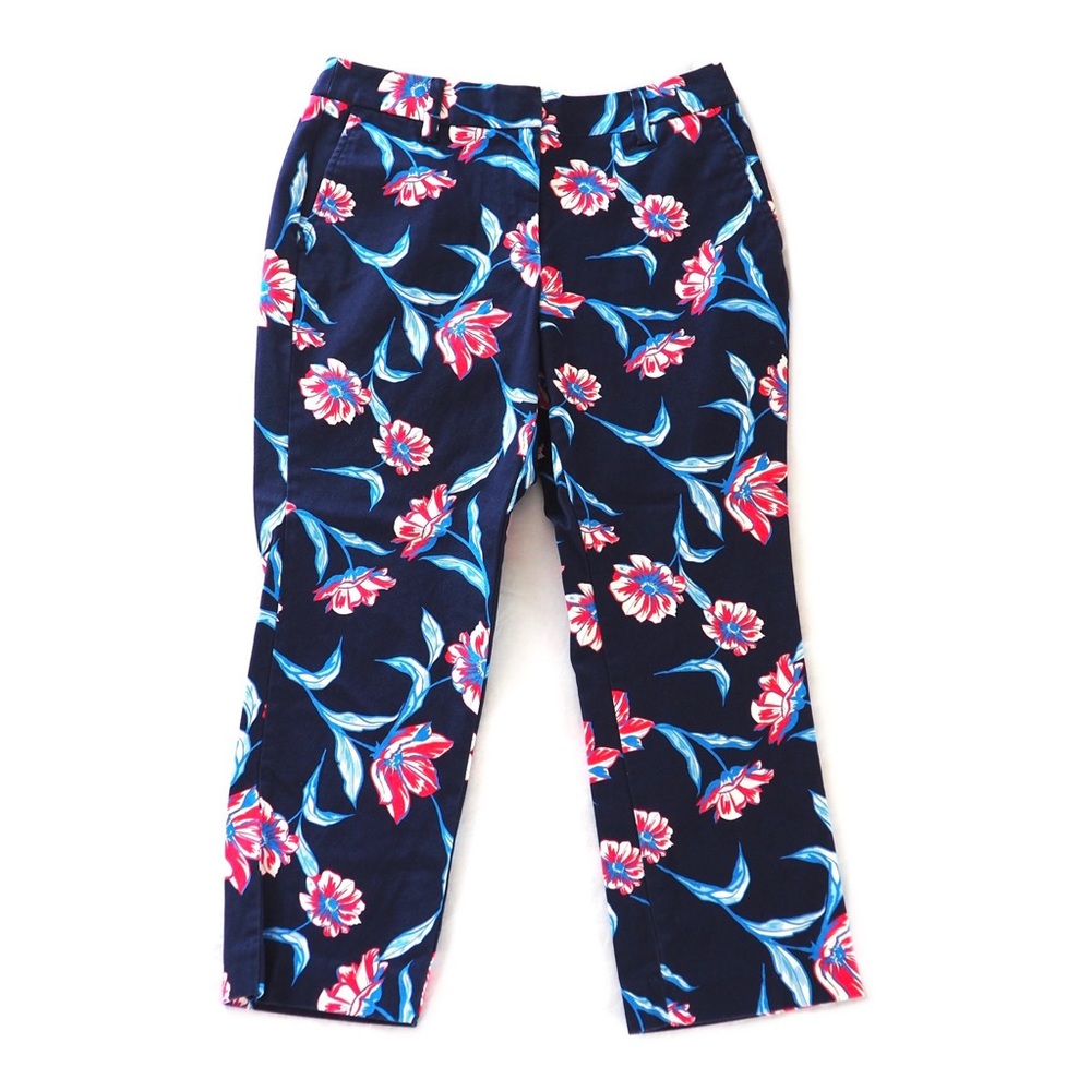 Lands End Floral Mid Rise Straight Leg Pants